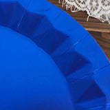 12inch Round Royal Blue Geometric Foil Paper Charger Plates, Disposable Serving Trays - 400 GSM