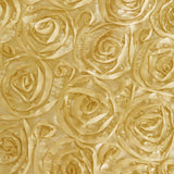 72x72inch Champagne 3D Rosette Satin Table Overlay, Square Tablecloth Topper#whtbkgd