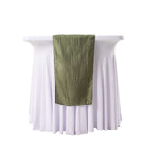 12x108inch Dusty Sage Green Accordion Crinkle Taffeta Linen Table Runner