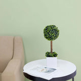 16inch Green Artificial Boxwood Topiary Ball Tree In White Planter Pot