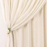 10ft Beige Dual Layered Sheer Chiffon Polyester Backdrop Curtain With Rod Pockets