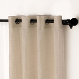 2 Pack | Handmade Beige Faux Linen Curtains 52x84inch Curtain Panels With Chrome Grommets