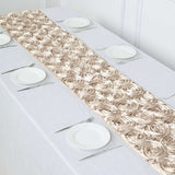 14x108inch Beige Grandiose 3D Rosette Satin Table Runner