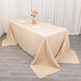 90x132inch Beige Seamless Premium Polyester Rectangular Tablecloth - 200GSM