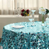 72" x 72" Turquoise Premium Big Payette Sequin Overlay