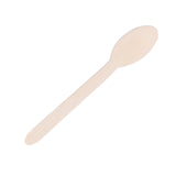 100 Pack | 6inch Eco Friendly Birchwood Disposable Picnic Spoons, Cutlery#whtbkgd