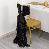 5 Pack Black Curly Willow Chiffon Satin Chair Sashes