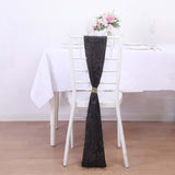 5 Pack Black Metallic Fringe Shag Tinsel Chair Sashes, Shimmery Polyester Chair Sashes