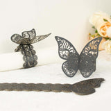 12 Pack | Black Shimmery Laser Cut Butterfly Paper Chair Sash Bows