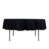 90" Black Round 100% Cotton Linen Tablecloth Washable