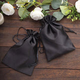 60 Pack 6x9inch Black Satin Wedding Party Favor Bags, Drawstring Pouch Gift Bags