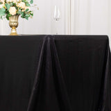 90x132inch Shiny Black Polyester Rectangular Tablecloth With Shimmer Sequin Dots