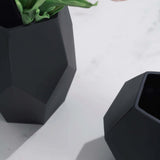 Set of 2 | Geometric Flower Vases, Matte Black Modern Glass Vases Table Centerpiece - 5inch | 8inch