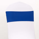 5 Pack Royal Blue Spandex Chair Sashes with Gold Diamond Buckles, Elegant Stretch Chair Bands