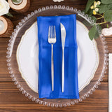 5 Pack Royal Blue Striped Satin Linen Napkins, Wrinkle-Free Reusable Wedding Napkins