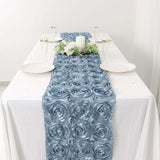 RUN_01_08614"x108" Dusty Blue Grandiose 3D Rosette Satin Table Runner