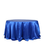 132Inch Royal Blue Seamless Satin Round Tablecloth