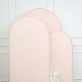 Set of 3 | Matte Blush Rose Gold Spandex Fitted Chiara Backdrop Stand Cover For Round Top
