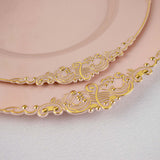 10 Pack | 10inch Blush Rose Gold Leaf Embossed Baroque Plastic Dinner Plates