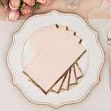 50 Pack Blush Soft 2 Ply Disposable Party Napkins with Gold Foil Edge