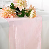 12inch x 108inch Accordion Crinkle Taffeta Table Runner, Elegant Linen Runner - Blush | Rose Gold