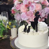 7inch Black Acrylic Bride and Groom With Two Pet Dogs Cake Toppers