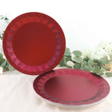 12inch Round Burgundy Geometric Foil Paper Charger Plates, Disposable Serving Trays - 400 GSM