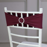 5 pack | 5"x14" Burgundy Spandex Stretch Chair Sash with Silver Diamond Ring Slide Buckle