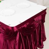 14ft Burgundy Pleated Satin Double Drape Table Skirt