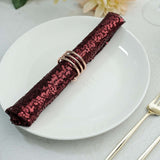 20Inchx20Inch Burgundy Premium Sequin Cloth Dinner Napkin | Reusable Linen