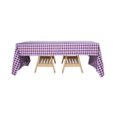 60"x126" White Burgundy Buffalo Plaid Rectangle Tablecloth, Checkered Polyester Tablecloth