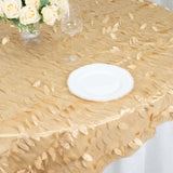 72x72inch Champagne 3D Leaf Petal Taffeta Fabric Table Overlay