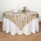 72 x 72 inches Champagne Premium Big Payette Sequin Overlay