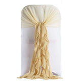 1 Set Champagne Chiffon Hoods With Ruffles Willow Chiffon Chair Sashes