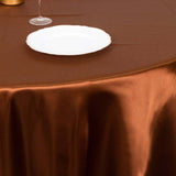 108" Cinnamon Brown Smooth Satin Round Tablecloth