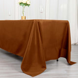 72"x120" Cinnamon Brown Polyester Rectangle Tablecloth, Reusable Linen Tablecloth