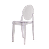 4 Pack Stackable Clear Acrylic Ghost Banquet Chairs with Oval Back, Fully Assembled Armless Event