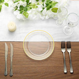 10 Pack | 8inch Très Chic Gold Rim Clear Disposable Salad Plates, Plastic Dessert Appetizer Plates