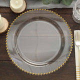 10 Pack | 10inch Clear Beaded Rim Disposable Dinner Plates