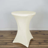 Ivory Highboy Spandex Cocktail Table Cover, Fitted Stretch Tablecloth for 24"-32" Dia High Top Table