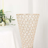 36inch Metallic Gold and Crystal Beaded Hurricane Floral Vase Centerpiece