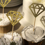 24 Pack | Glitter Gold Diamond Ring Cupcake Toppers, Party Cake Picks