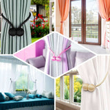 2 Pack | Champagne Magnetic Curtain Tie Backs For Window Drapes & Backdrop Panels