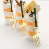 24 Pack | 6inch Gold / Hunter Emerald Green Plastic Dessert Forks With Roman Column Handle