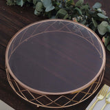 14inch Gold Metal Geometric Diamond Cut Cake Stand, Dessert Display Riser with Glass Top