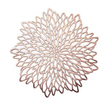 6 Pack Rose Gold Metallic Vinyl Placemats, Floral Non-Slip Round Dining Table Mats 15"#whtbkgd