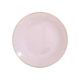 10 Pack | 8inch Glossy Blush Rose Gold Round Plastic Salad Plates With Gold Rim#whtbkgd