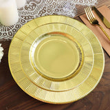 25 Pack | Metallic Gold Sunray 10inch Serving Dinner Paper Plates, Disposable Party Plates - 350 GSM