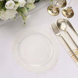 12 Pack | 7inch Clear Gold Glittered Premium Plastic Dessert Salad Plates