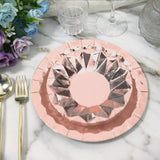 9inch Geometric Metallic Rose Gold Foil Dinner Paper Plates, Disposable Party Plates - 400 GSM